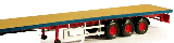 FLATBED TRAILER TRI AXLE BLUE/RED-SILVER RAILS